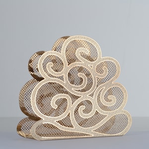 Porta tovaglioli d'oro, Porta tovaglioli arricciati, Porta tovaglioli da tavolo, Porta tovaglioli in metallo, Porta tovaglioli, Supporto per carta velina, Regalo Hostess