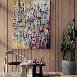 Stunning Contemporary Abstract Multicolored Old City of Jerusalem Painting, Jerusalem Painting, Ancient Jerusalem Painting, Jewish Art