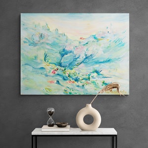 Rainbow Land of Israel Views schilderij - Galilea, Joods abstract schilderij, Heilige Land schilderij, Israël landschapsdecor
