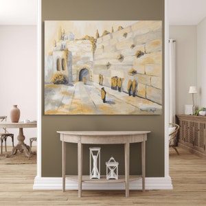 Western Wall Painting, Gold and White Kotel Painting, Wailing Wall Prayers, Jewish Painting, Modern Jewish Artwork, Kotel Painting