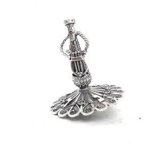 Special Klezmer Harp Of David Shape Silver Dreidel - Music Lovers Hanukkah Gift, Unusual Silver Dreidel, Special Jewish Hanukkah Gift