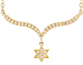 Necklace Gold Star of David Diamond  necklace,14k yellow gold  Jewish necklace, Gold Magen David Diamond  Necklace, gold star,Jewish gifts