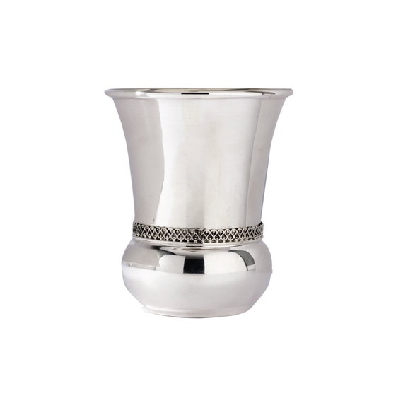 Modern Hammered Cup Sterling Silver Kiddush Wine Goblet 