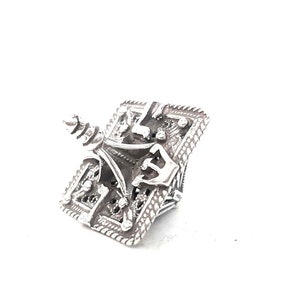 Quadratischer prächtiger flacher silberner Dreidel für Chanukka, silberner Chanukka-Dreidel, filigraner Dreidel, Kinder-Chanuka-Spiel, jüdisches Geschenk,