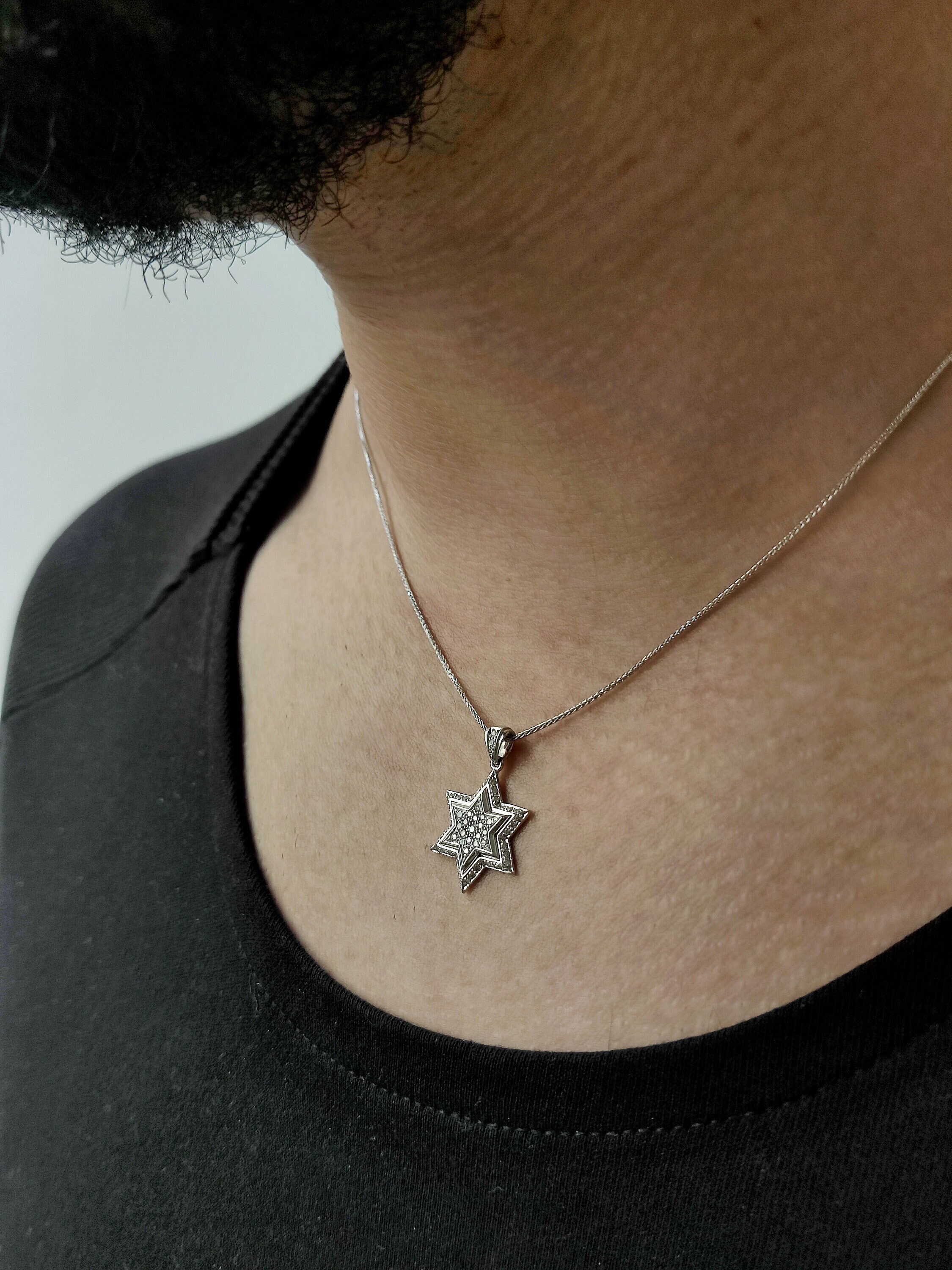 David Pendant 14k White Gold Diamond 