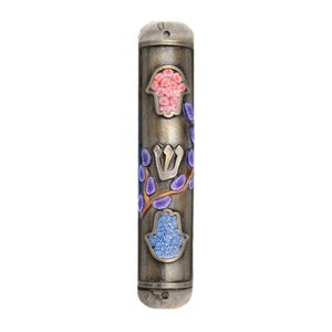 Colorful Hamsa Mezuzah, Jewish symbol judaica, Handmade Mezuzah case, Jewish Housewarming gift, jewish home blessing