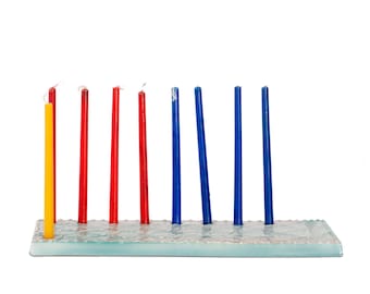 Modern Hanukkah Flowers Ceramic menorahs, Beautiful Flat Chanukiah, to light Hanukkah candles ceramic chanukia, modern judaica