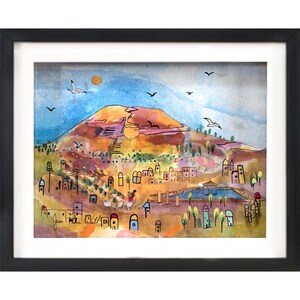 Herodian Mountain Landscape 3D Artwork, Glass Wall Art, Herodium, Landscape Painting, Jewish Painting, Judaica Art, Jerusalem Painting