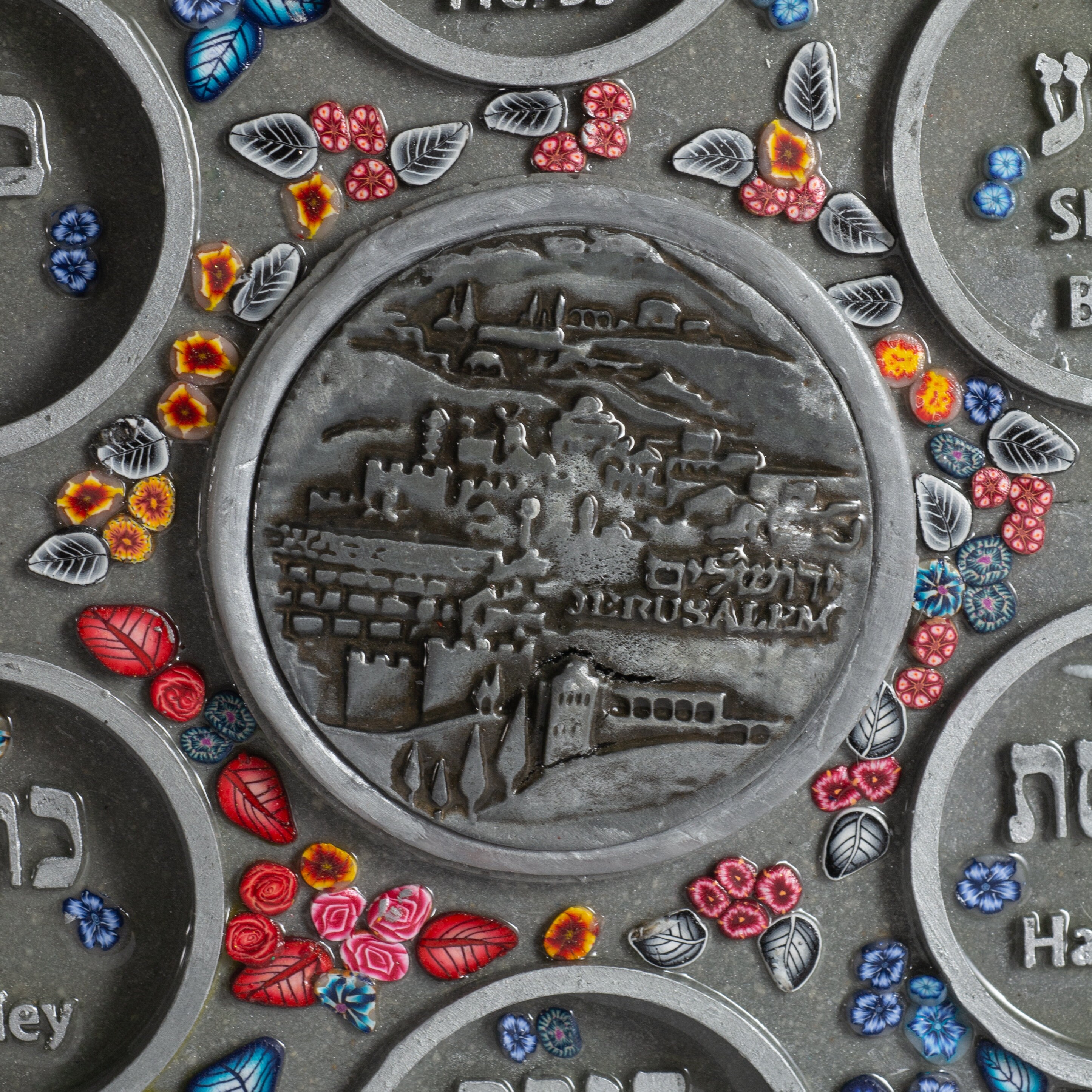 Passover Seder Plate Jerusalem With Blue Flowers Made of Polymer Clay ...