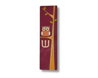 Purple Children's Mezuzah Case with Owl On a Tree, Mezuzah for Kid Room, Square Wood Mezuzah Cover, Jewish gift, Easy To Clean Mezuzah
