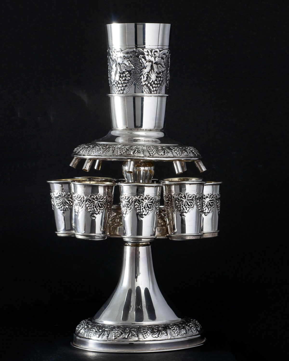 Sterling Silver Wine Fountain Kiddush Cup Liquor Cups Grape Etsy