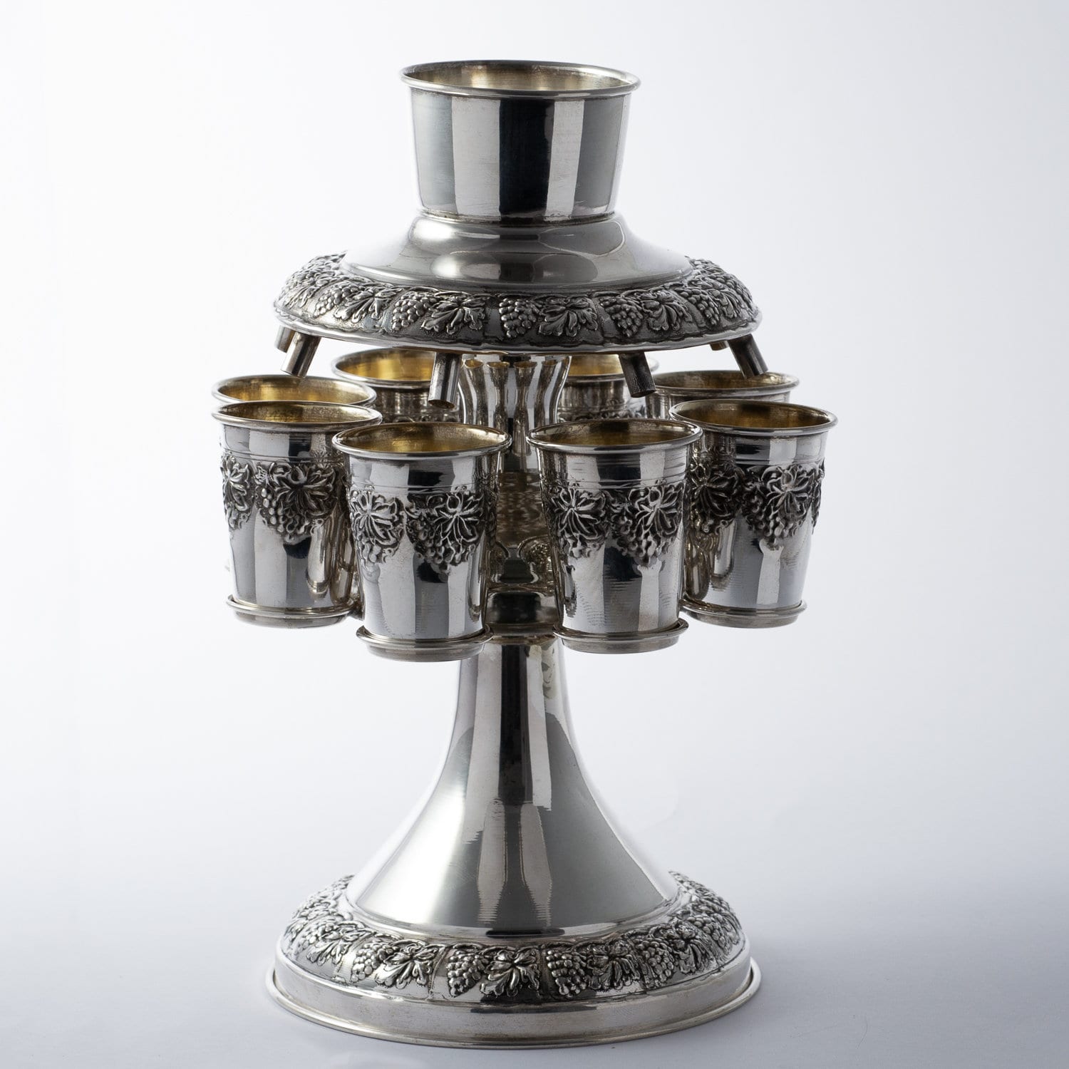 Sterling Silver Wine Fountain Kiddush Cup Liquor Cups Grape Etsy