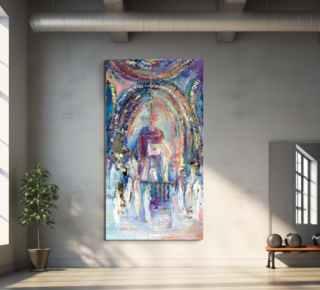Colorful Synagogue Painting, Synagogue Art, Jewish Abstract Art ...