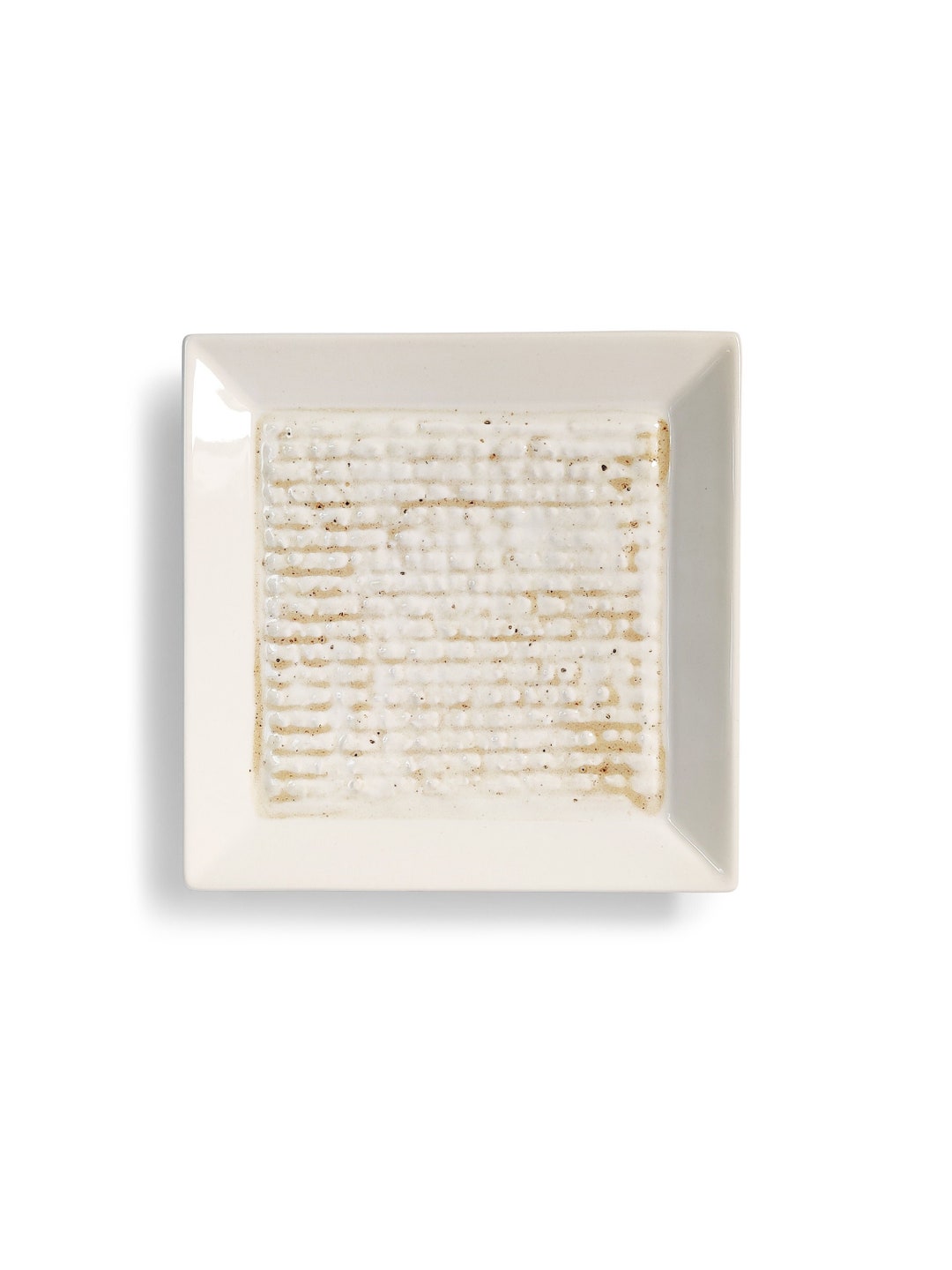 White Ceramic Matza Plate made of red, hand-painted, Passover plate Handmade A colored plate to light the Passover table