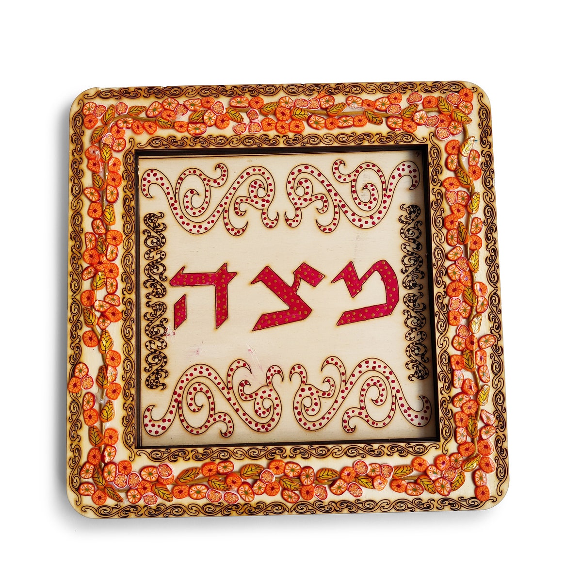 Square Flowers Matzah Tray for Passover Seder, Pesach Plate Made of Poplar Tree With Nature Degsin and Hebrew Blessing, Jewish Passover Gift - Etsy