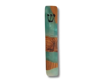 Unique Clear Large Mezuzah Case With Olive Tree Elements