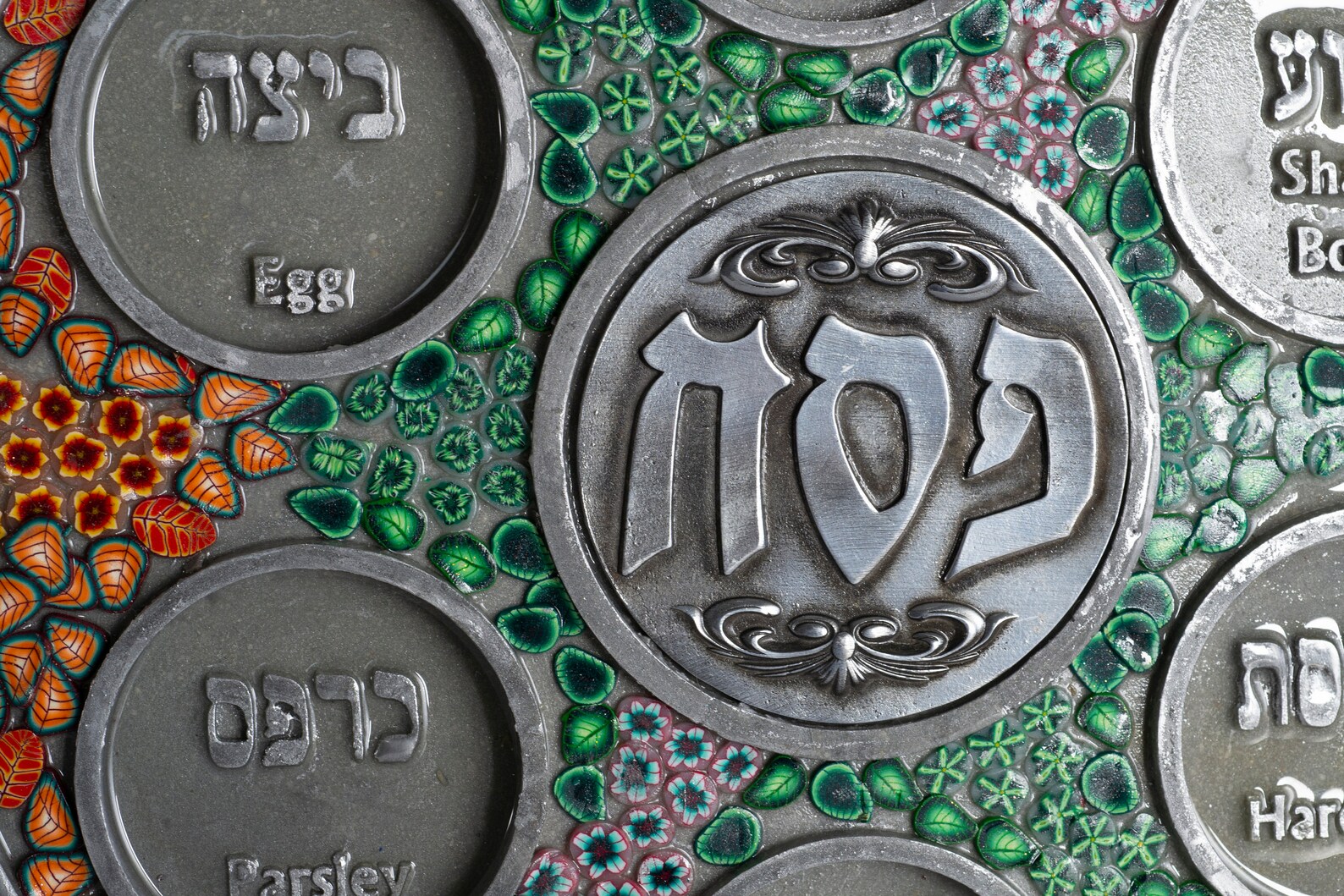 Modern Passover Seder Plate Large Pesach Plate Flowers Green Etsy