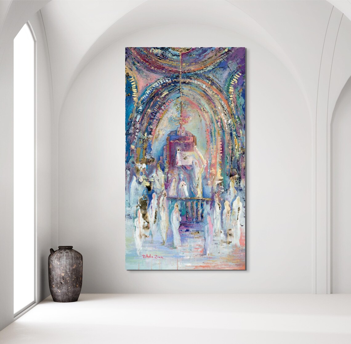 Colorful Synagogue Painting, Synagogue Art, Jewish Abstract Art ...
