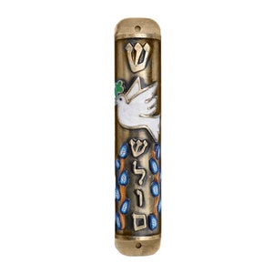 Mezuzah a forma di colomba della pace, simbolo ebraico judaica, custodia per Mezuzah fatta a mano, regalo di inaugurazione della casa ebraica, benedizione della casa ebraica