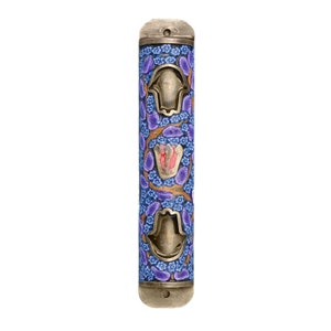 Colorful Hamsa Mezuzah, Jewish symbol judaica, Handmade Mezuzah case, Jewish Housewarming gift, jewish home blessing