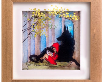 Beautiful 3D Painting of The Little Red Riding Hood & The Woolf Friendship