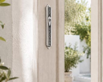 Sterling Silver Mezuzah | Ornate Mezuzah Case | 9cm Mezuzah | 7cm Scroll Holder | Judaica Gift | Jewish Door Decor | Housewarming Gift