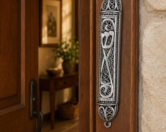 Traditional Filigree Mezuzah | Small Silver Mezuzah | 7cm Parchment Case | Jewish Wedding Gift | Judaica Decor | Sterling Silver Mezuzah