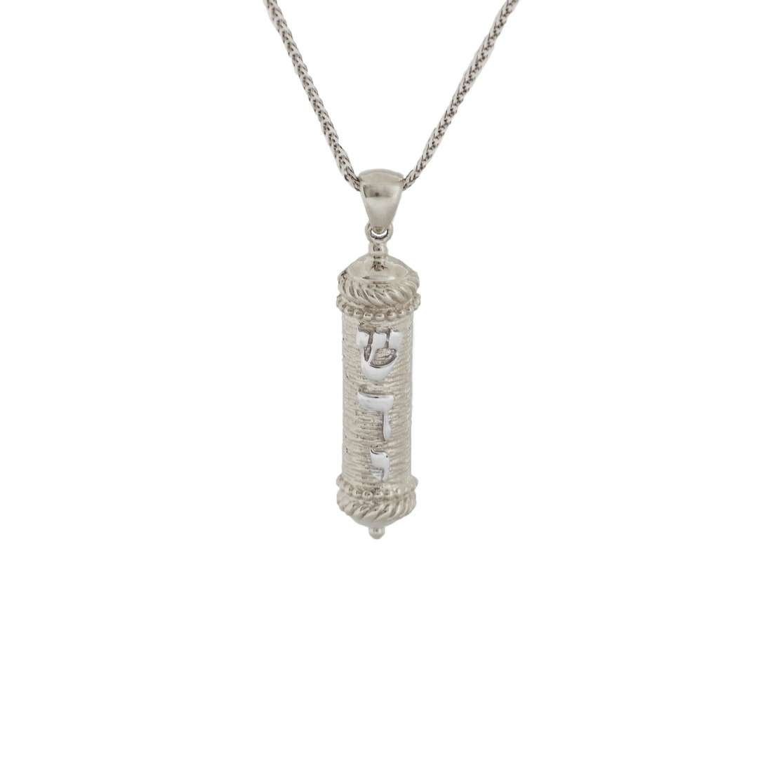 Classic Men's Mezuzah Pendant, Torah Scroll Pendant, Jewish Mezuzah