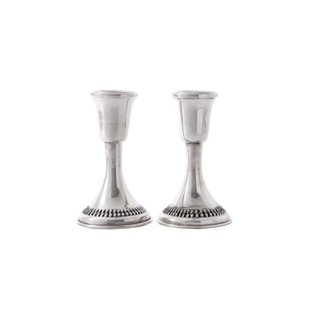 Sterling Silver Beads Candlesticks, Classic Judaica, Traditional Design ...