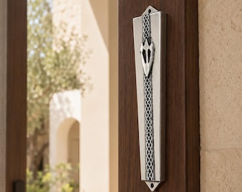 Sterling Silver Mezuzah | Decorative Mezuzah Case | 9.6cm Mezuzah | 7cm Scroll Holder | Jewish Home Gift | Jewish Decor | Housewarming Gift