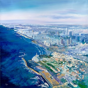 Tel Aviv Jaffa Port Rolled Canvas Print - Oil Painting