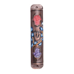 Colorful Hamsa Mezuzah, Jewish symbol judaica, Handmade Mezuzah case, Jewish Housewarming gift, jewish home blessing