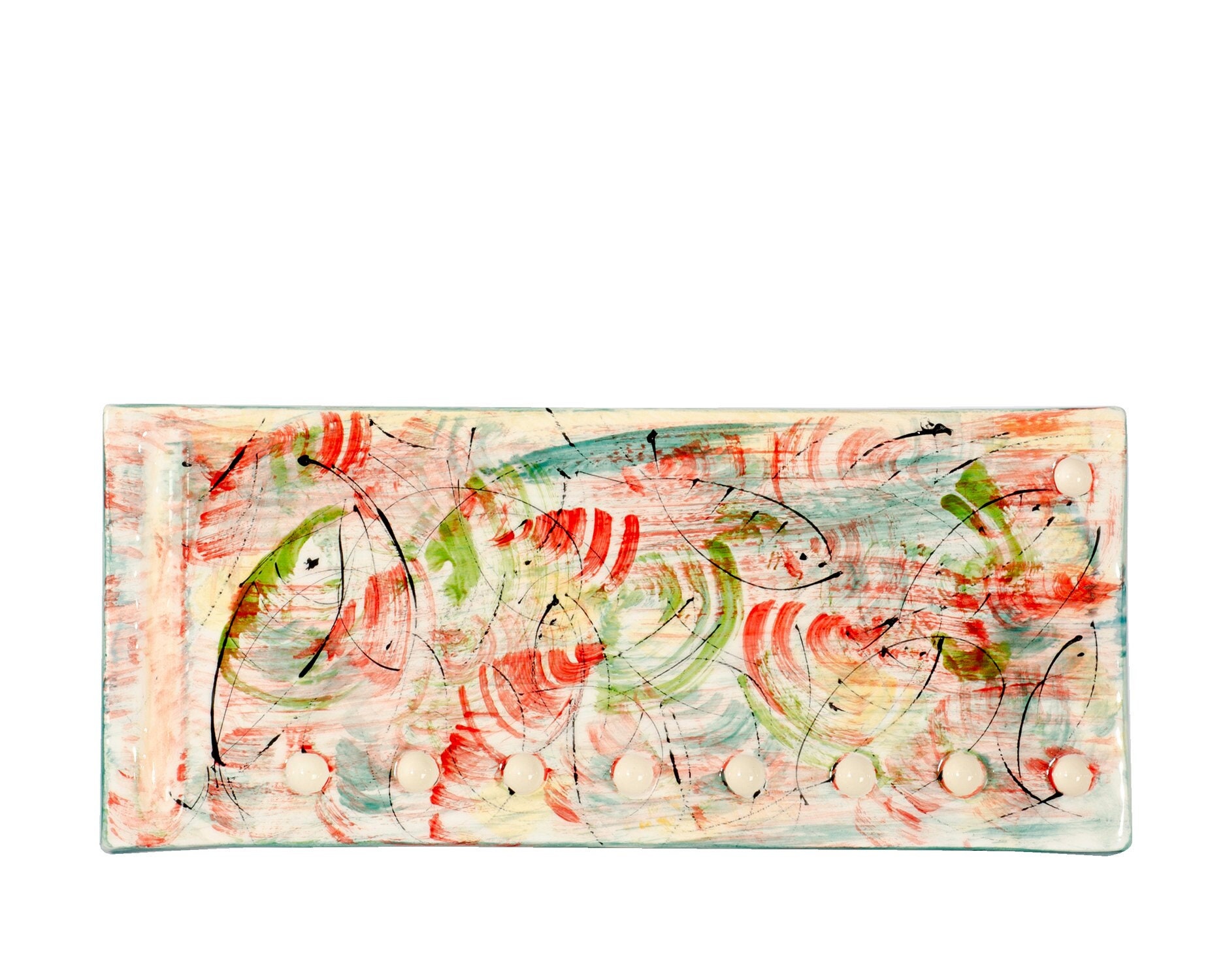 Modern Abstract Colorful Ceramic Menorah (Chanukkiah) - Modern Judaica Art