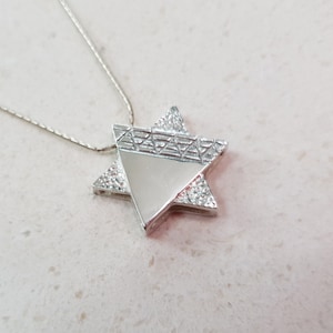 Textured Men&#39;s Sterling silver Magen David pendant, men&#39;s star of david silver necklace, jewish jewelry gift for him