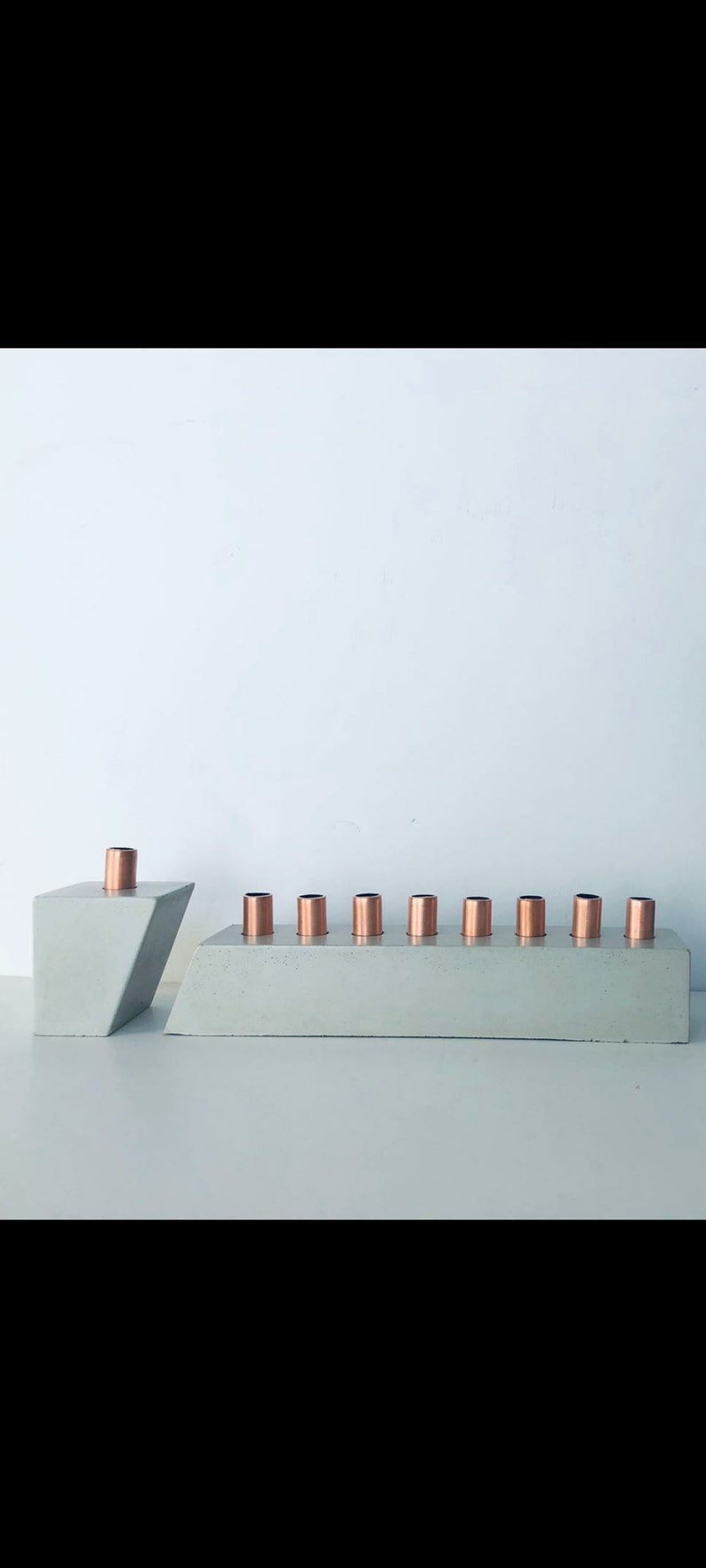 Menorah concrete Hanukkiah is meticulously handcrafted branches are made out of concrete and use candles and alike Hanukkah modern gifts image 5