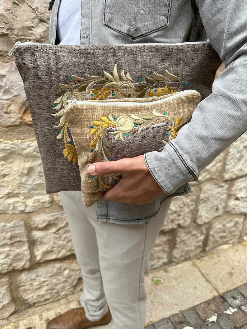 Elegant and Unique Two Colors Tallit and Tefillin Bag Set with Curly Pomegranates, Personalized Tallit Bag, The Best Bar Mitzvah Gift, unique bat mitzvah gift, tallit bag, tefillin bag