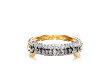 Unique Ani Ledodi Ring, 14K Yellow gold ring, White Diamonds, Hebrew Wedding Ring, Extraordinary Jewish Wedding Band,