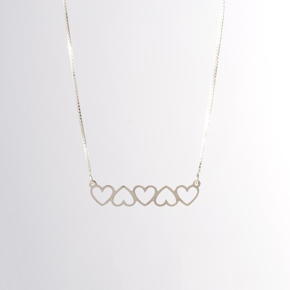 925 Sterling Row-of-five-hearts Pendant, Valentine's Day , Heart