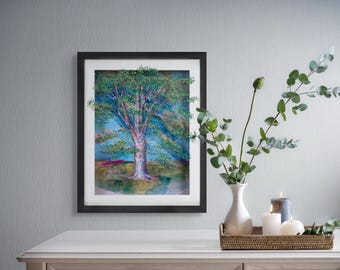 Tree of Life 3D Painting on Glass - Gift for Nature Lovers, Glass Framed Wall Art, Nursery Wall Hanging, 3D Artwork, Tree of Life Artwork