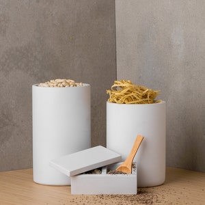 Terrific Modern Concrete Salt & Pepper Cellar with Lid