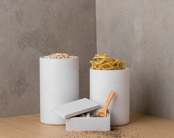 Terrific Modern Concrete Salt & Pepper Cellar with Lid