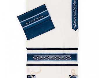 Embroidered Prayer Shawl With Jewish Motifs - Modern Judaica Tallit