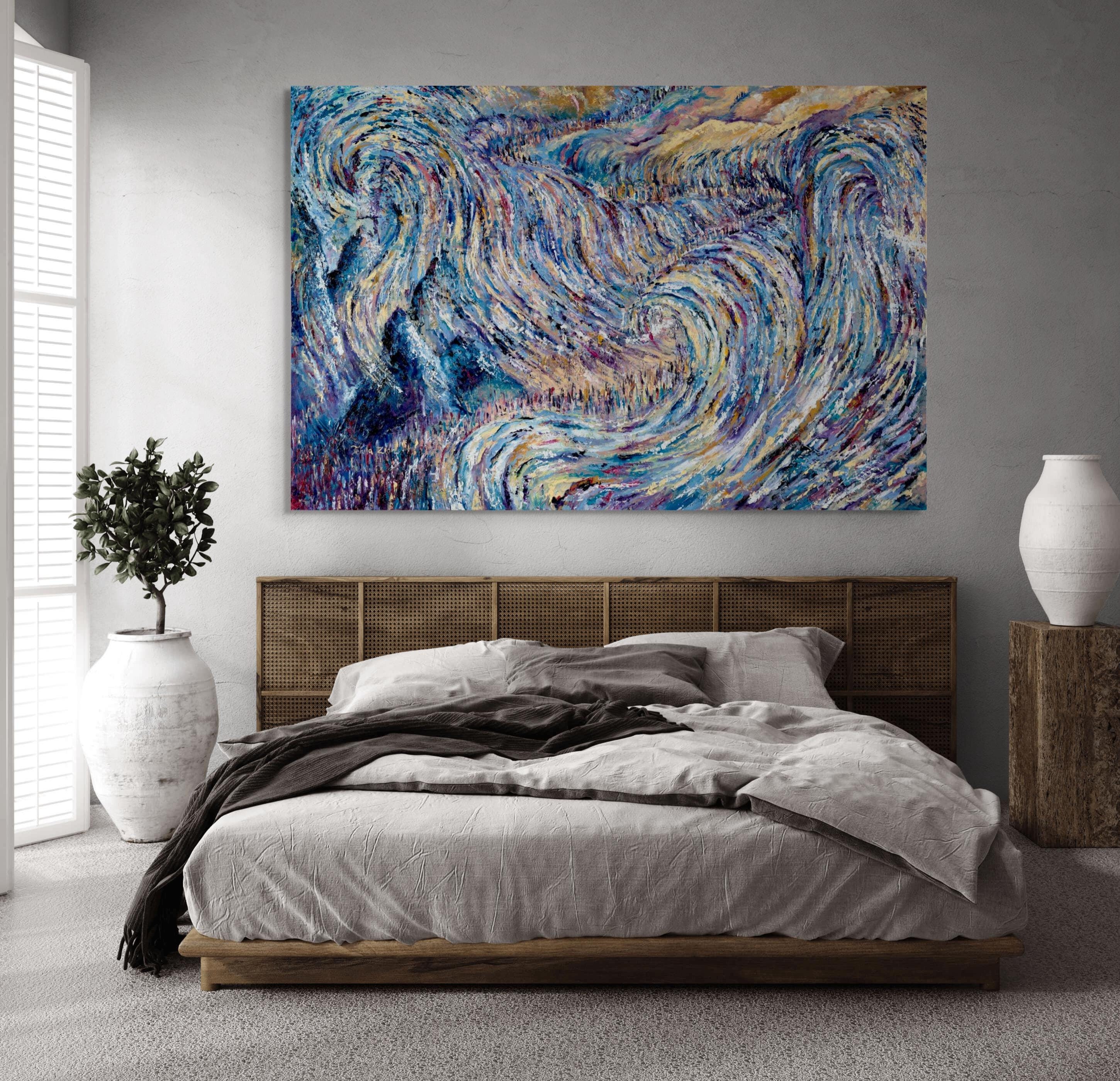 抽象画風の現代的な多色紅海横断絵画 - ヤム・スフ絵画 - Etsy 日本