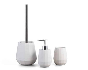 Modern White Concrete Bathroom Set