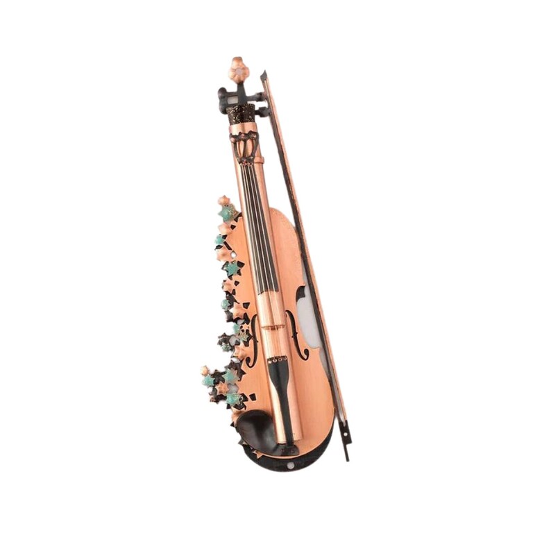 Extraordinary Copper and Acrylic Colors Violin Mezuzah with Star of David
