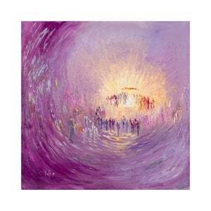 Romantic Abstract Painting of the Jewish Wedding in The Shades of Purple