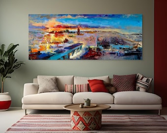 Contemporary Abstract Multicolor Kotel Original Painting - Modern Judaica Art, Jerusalem Artwork, Jewish Painting, Jewish Art for New House