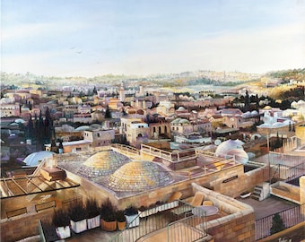 Jerusalem Rolled Oil Painting - The Old City of Jerusalem