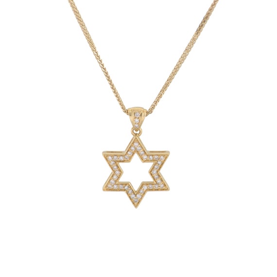 Diamond Star of David Pendant Star of David Outline White 14k