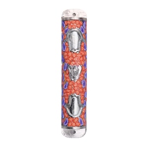 Colorful Hamsa Mezuzah, Jewish symbol judaica, Handmade Mezuzah case, Jewish Housewarming gift, jewish home blessing